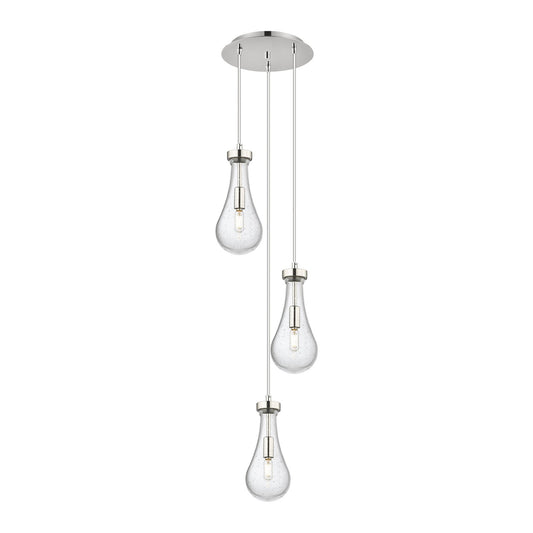 Innovations Owego 12in 3-Light Pendant | Art Deco Polished Nickel and Seedy Glass | Kitchen Island & Dining Room | Model 113-451-1P-PN-G451-5SDY