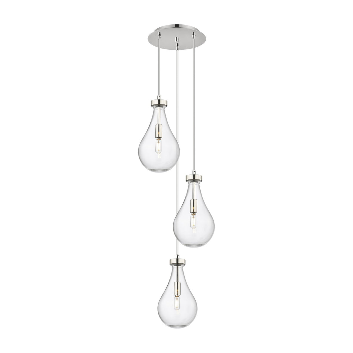 Innovations Owego 13in 3-Light Multi Pendant | Art Deco Polished Nickel and Clear Glass | Kitchen Island & Dining Room | Model 113-451-1P-PN-G451-7CL