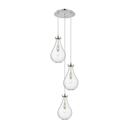 Innovations Owego 13in 3-Light Multi Pendant | Art Deco Polished Nickel and Clear Glass | Kitchen Island & Dining Room | Model 113-451-1P-PN-G451-7CL