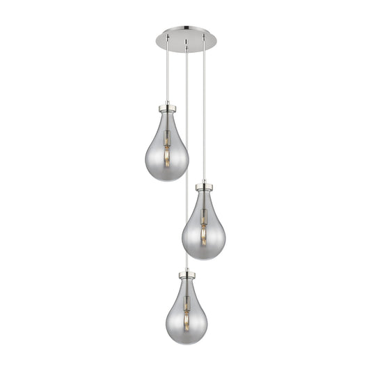 Innovations Owego 13in 3-Light Multi Pendant | Art Deco Polished Nickel and Light Smoke Glass | Kitchen Island | Model 113-451-1P-PN-G451-7SM