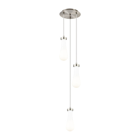 Innovations Owego 3-Light Multi Pendant | Art Deco Brushed Satin Nickel and Gloss White Glass | Kitchen Island | Model 113-451-1P-SN-G451-4GWH