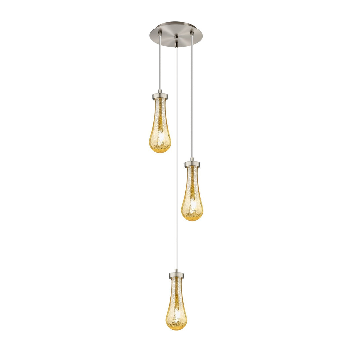 Innovations Owego 13in 3-Light Pendant | Art Deco Brushed Satin Nickel and Mercury Glass | Kitchen Island & Dining | Model 113-451-1P-SN-G451-4ME