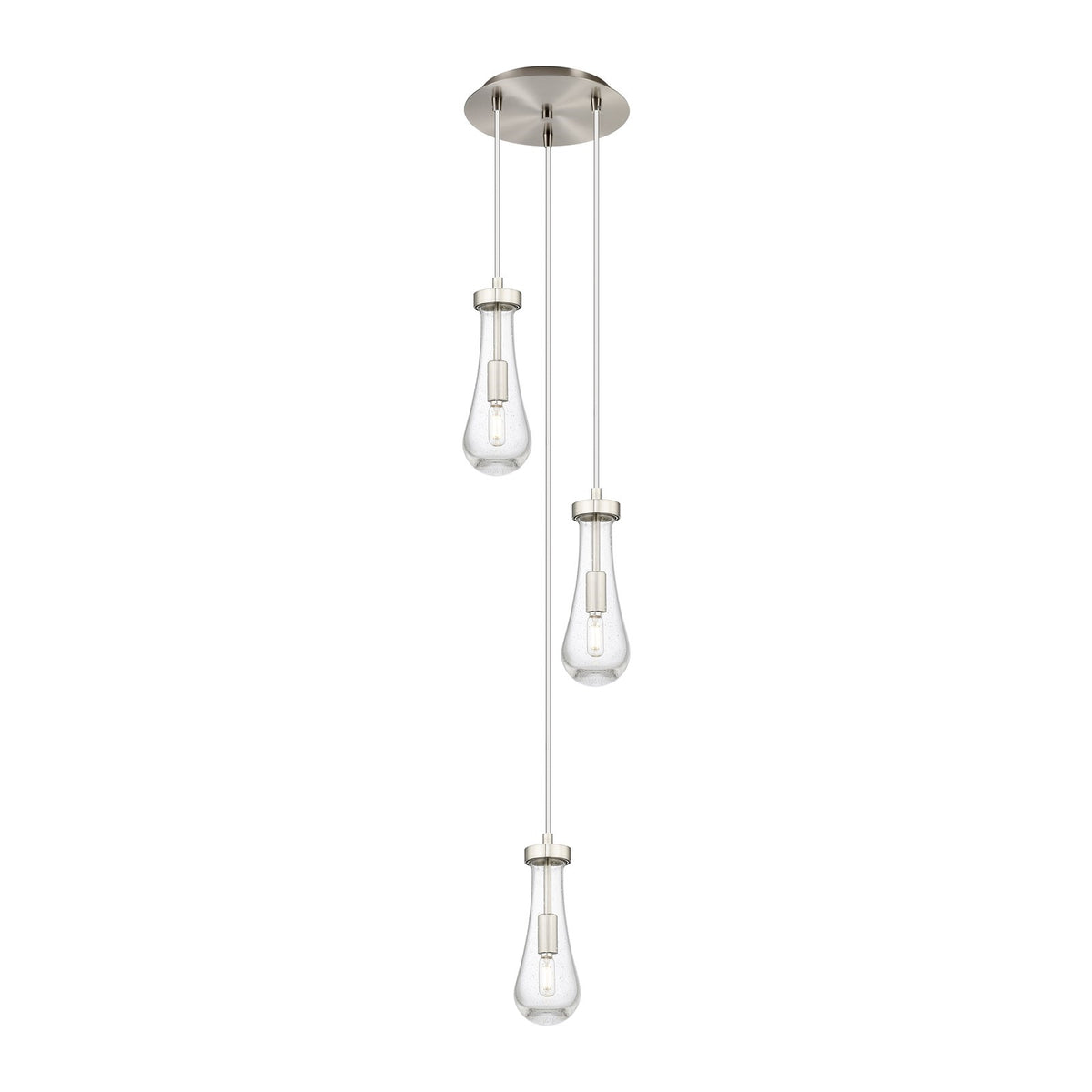 Innovations Owego 11in 3-Light Pendant | Art Deco Brushed Satin Nickel and Seedy Glass | Kitchen Island & Dining Room | Model 113-451-1P-SN-G451-4SDY