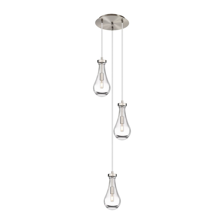 Innovations Owego 13in 3-Light Pendant | Art Deco Brushed Satin Nickel and Clear Glass | Kitchen Island & Dining Room | Model 113-451-1P-SN-G451-5CL