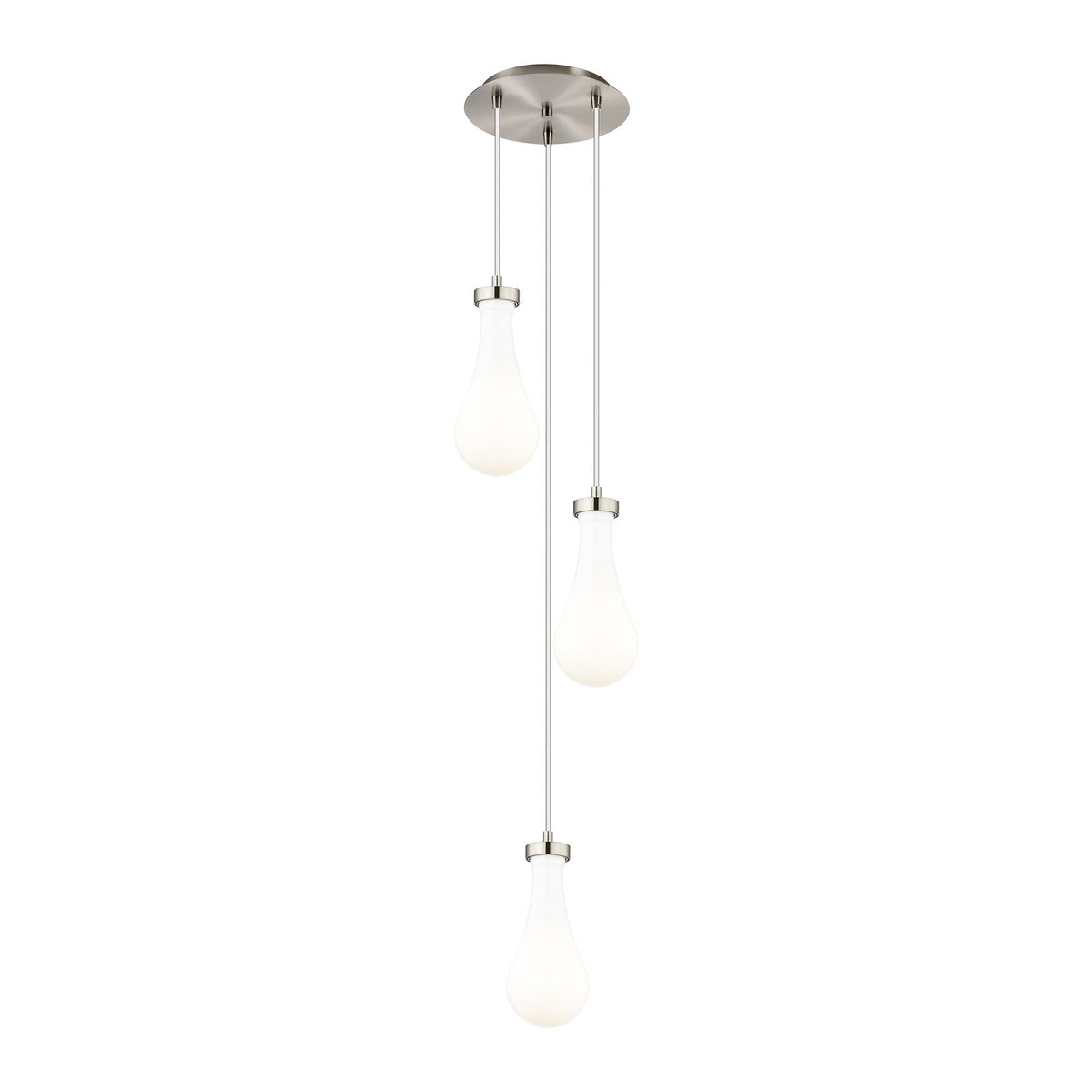 Innovations Owego 12in 3-Light Multi Pendant | Art Deco Brushed Satin Nickel and Gloss White Glass | Kitchen Island | Model 113-451-1P-SN-G451-5GWH