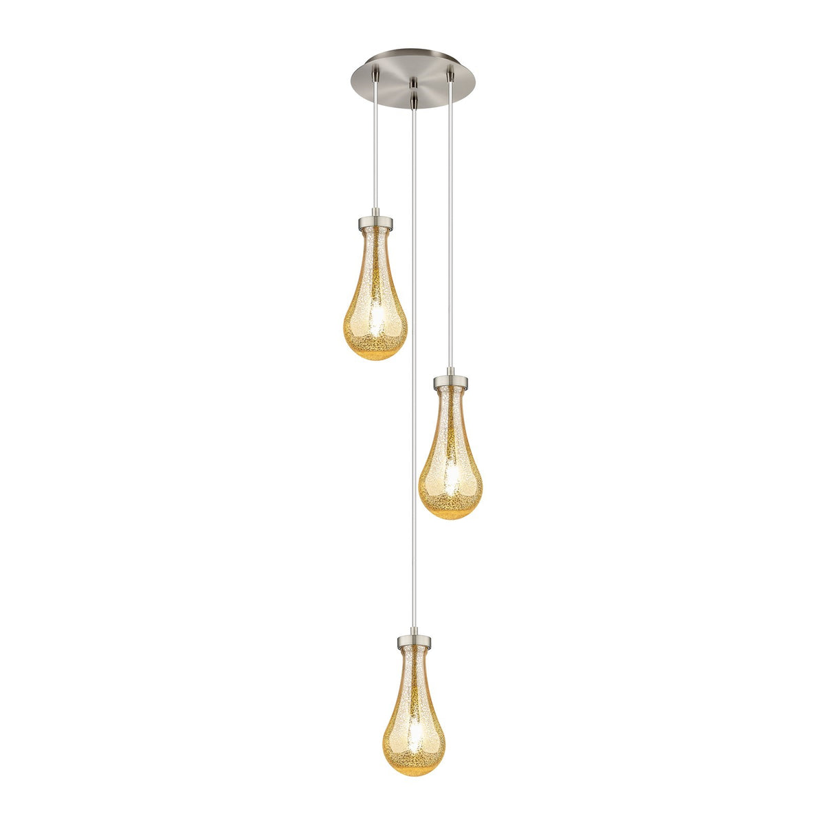 Innovations Owego 13in 3-Light Pendant | Art Deco Brushed Satin Nickel and Mercury Glass | Kitchen Island & Dining | Model 113-451-1P-SN-G451-5ME