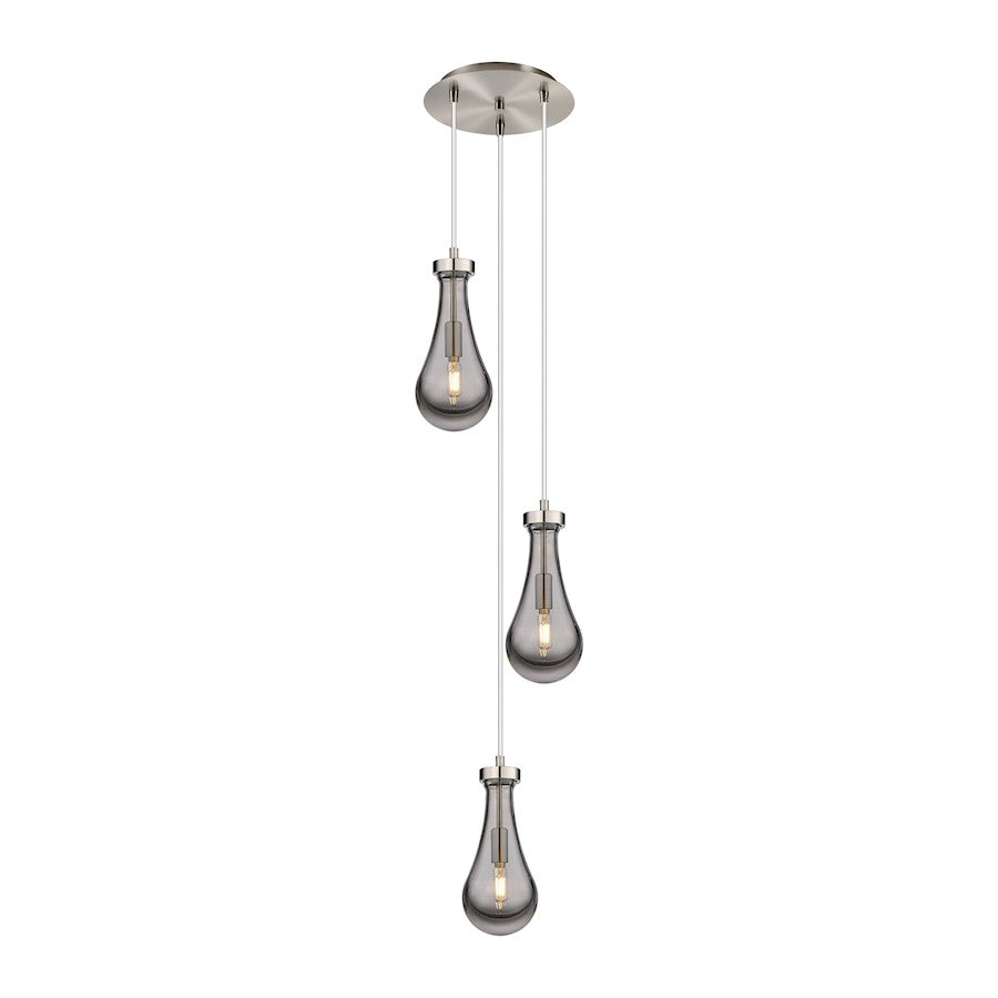 Innovations Owego 13in 3-Light Pendant | Art Deco Brushed Satin Nickel and Light Smoke Glass | Kitchen Island & Dining | Model 113-451-1P-SN-G451-5SM