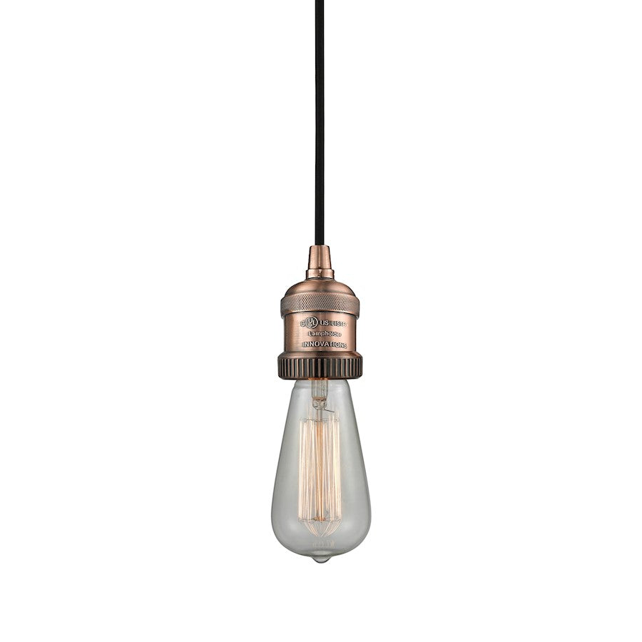 Innovations 1 Light Bare Bulb Mini Pendant in Antique Copper