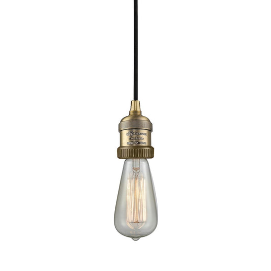 Innovations 1 Light Bare Bulb Mini Pendant in Brushed Brass