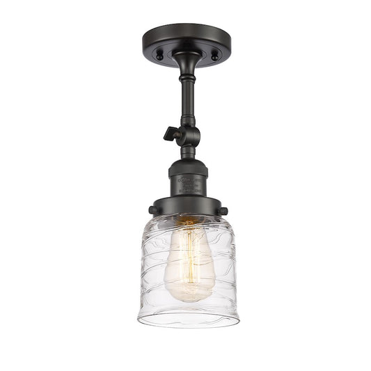 Innovations Franklin Restoration Bell 5in 1-Light Semi-Flush | Industrial Oil Rubbed Bronze Steel and Deco Swirl Glass | Entryway & | Model 201F-OB-G513