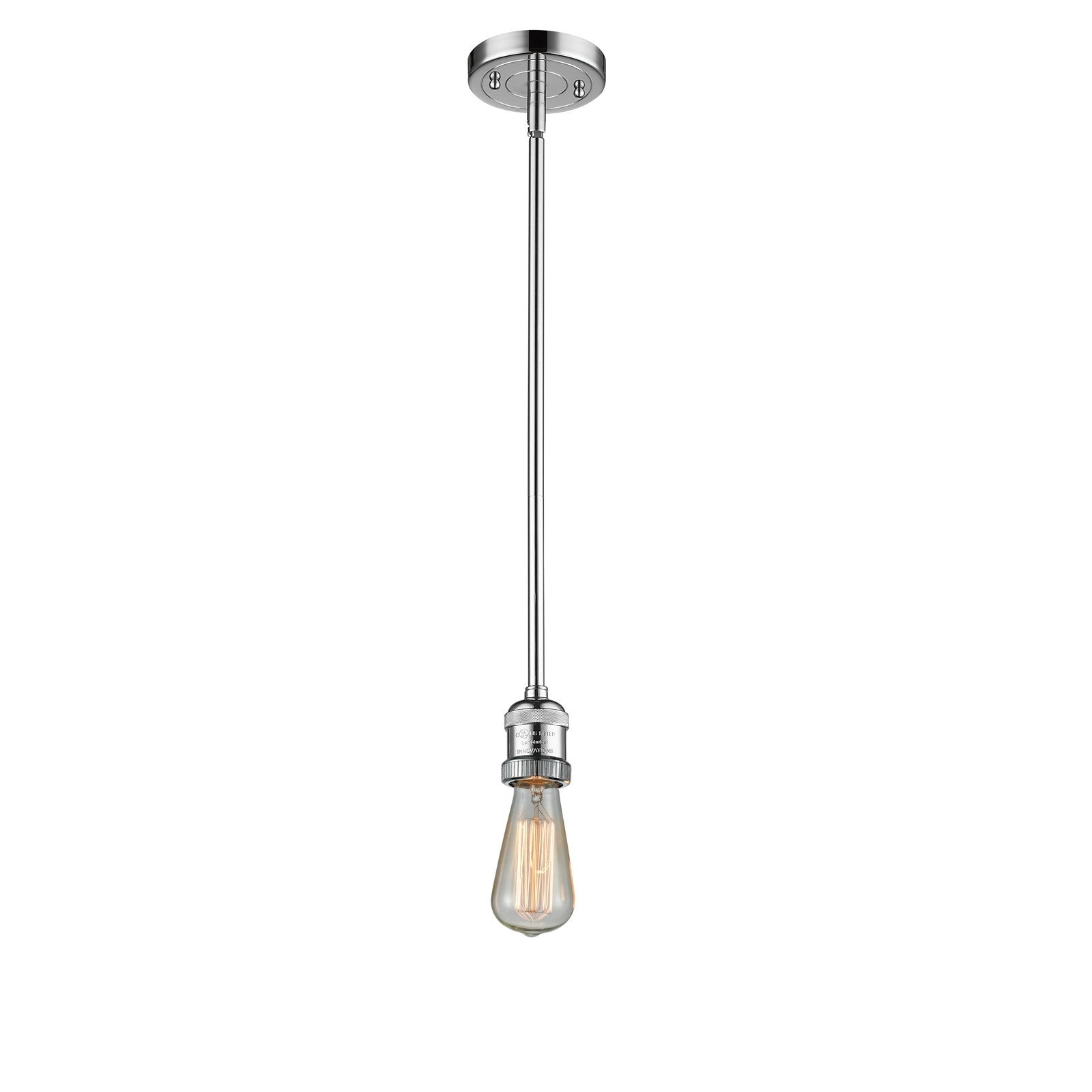 Innovations Bare Bulb 2in 1-Light Mini Pendant | Industrial Polished Chrome Steel and Cast Brass | Kitchen Island & Dining Room | Damp | Model 201S-PC
