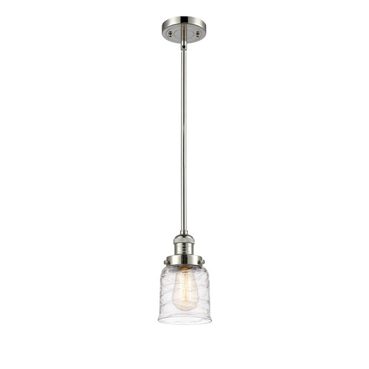 Innovations Franklin Restoration Bell 1-Light Mini Pendant | Industrial Farmhouse Polished Nickel and Deco Swirl Glass | Kitchen | Model 201S-PN-G513