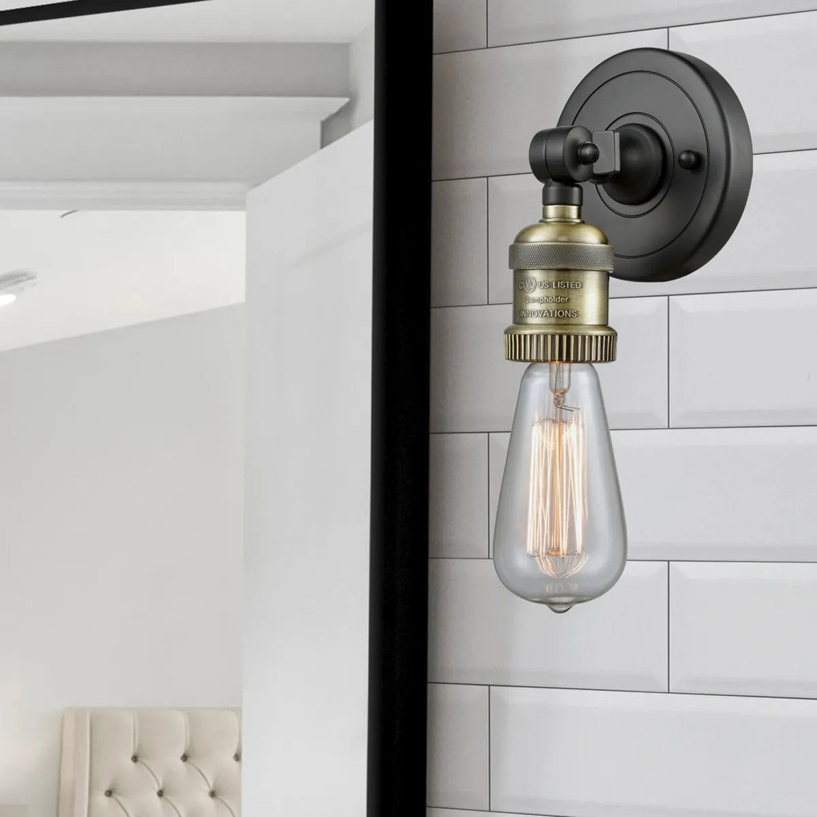 Innovations 1-LT Bare Bulb 4.5" ADA Compliant Sconce, BK Brass