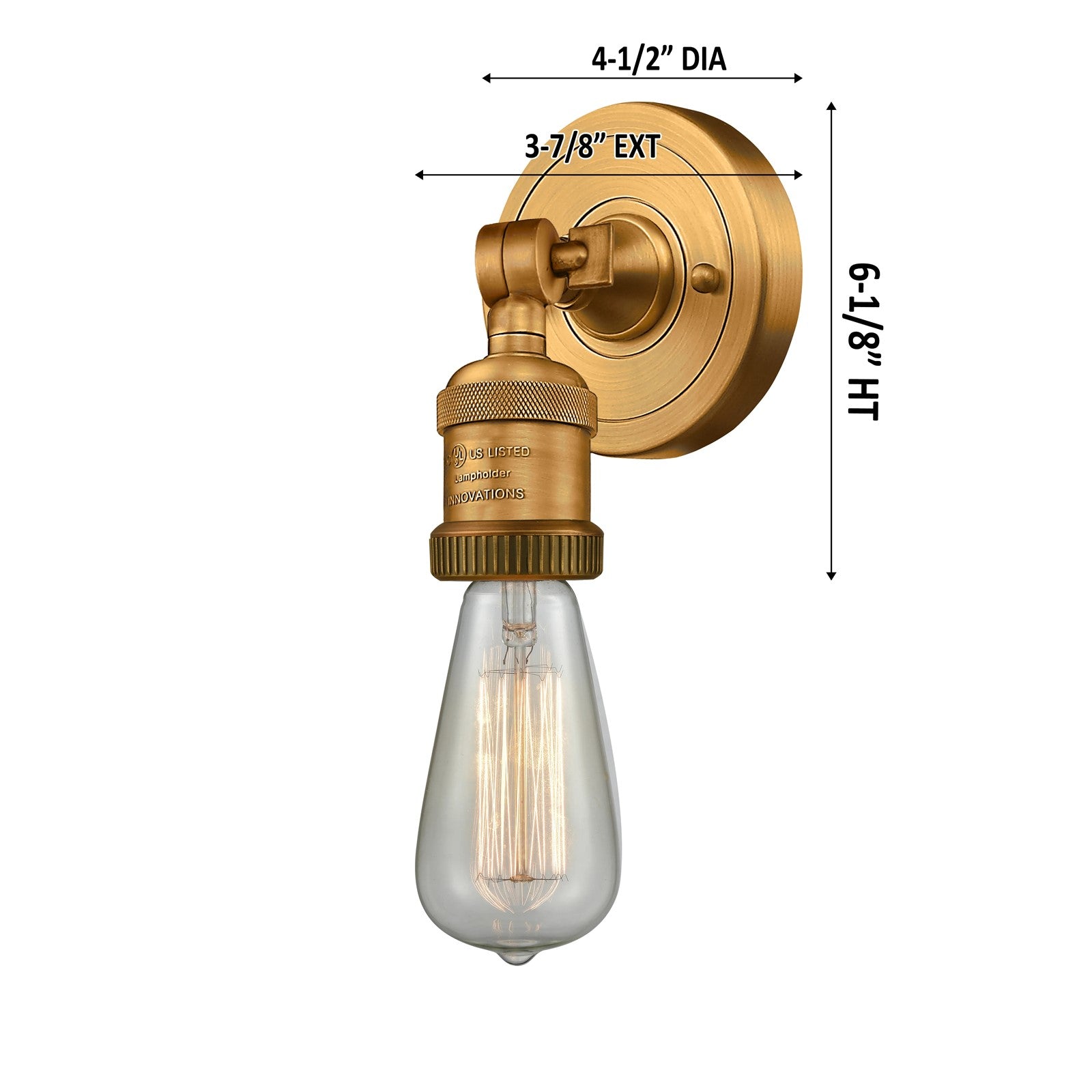 Innovations 1-LT LED Bare Bulb ADA Compliant Sconce, B Brass