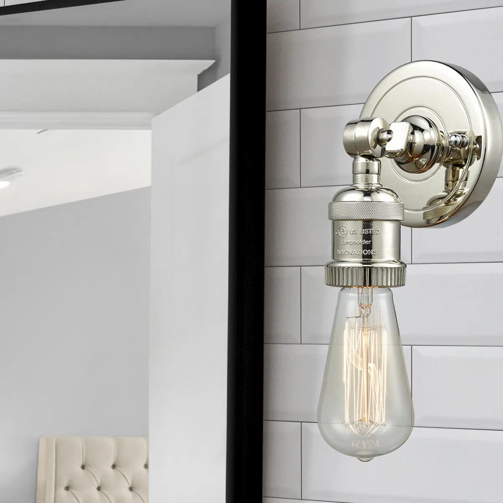 Innovations 1-LT Bare Bulb 4.5" ADA Compliant Sconce, P Nickel