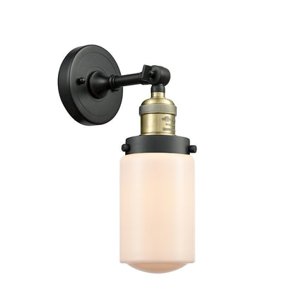 Innovations Dover 1-Light Wall Sconce | Traditional Black Antique Brass and Matte White Frosted Glass | Bedroom & Hallway Accent | Model 203-BAB-G311