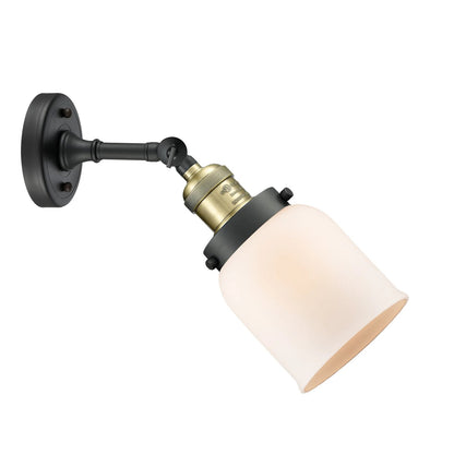 Innovations Lighting 203 Series 5in 1-Light Wall Sconce | Industrial Black Antique Brass and Matte White Cased Glass | Hallway & | Model 203-BAB-G51-LED