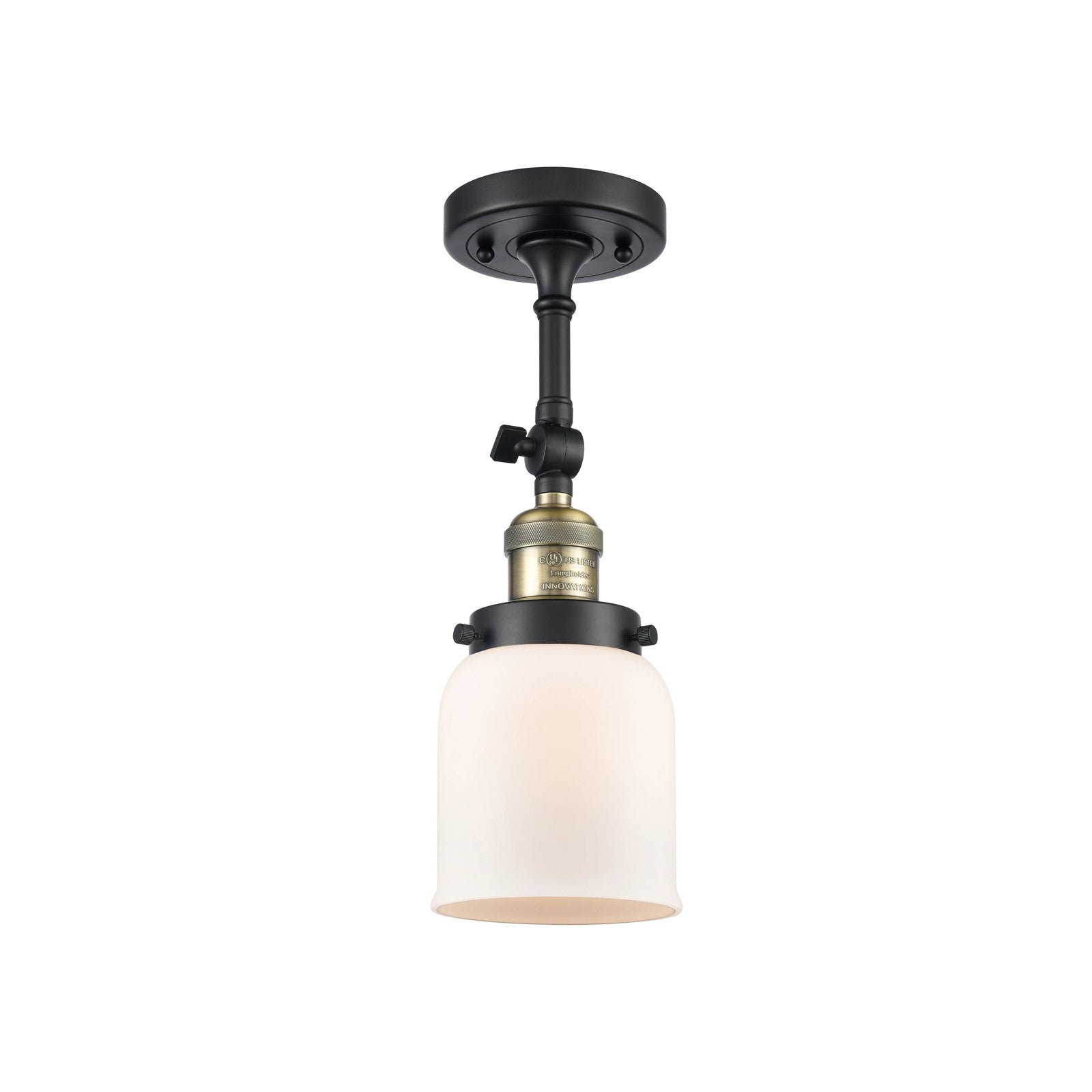 Innovations Lighting 203 Series 5in 1-Light Wall Sconce | Industrial Black Antique Brass and Matte White Cased Glass | Hallway & | Model 203-BAB-G51-LED