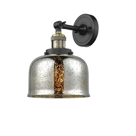 Innovations LG Bell 8in 1-Light Wall Sconce | Traditional Black Antique Brass and Silver Mercury Glass | Bathroom Vanity & Hallway | Model 203-BAB-G78