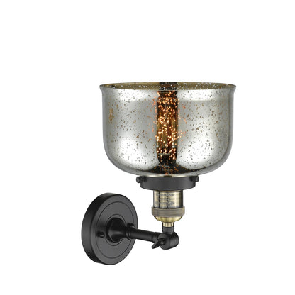 Innovations LG Bell 8in 1-Light Wall Sconce | Traditional Black Antique Brass and Silver Mercury Glass | Bathroom Vanity & Hallway | Model 203-BAB-G78