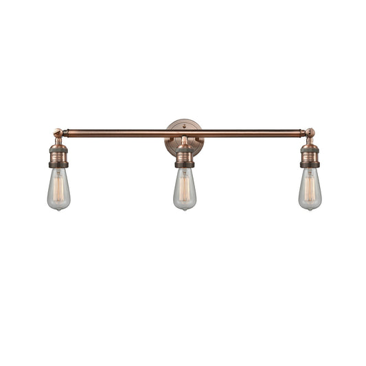 Innovations Bare Bulb 30in 3-Light Bath Vanity Light | Industrial Antique Copper Steel and Cast Brass | Bathroom Vanity | Model 205-AC