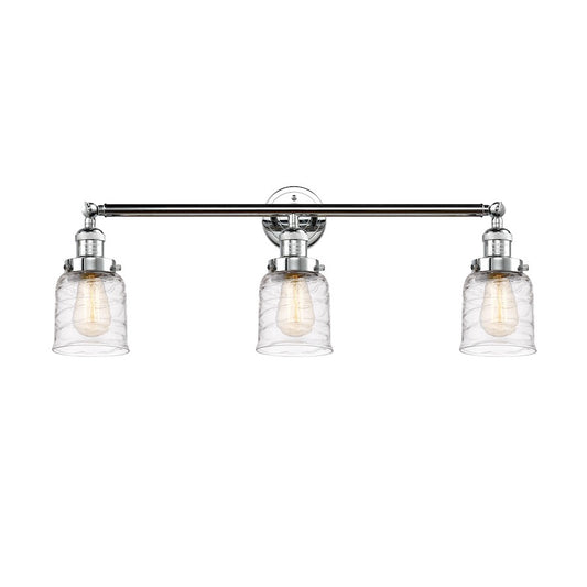 Innovations Franklin Restoration Bell 30in 3-Light LED Vanity | Industrial Polished Chrome and Deco Swirl Glass | Bathroom Vanity | Model 205-PC-G513-LED