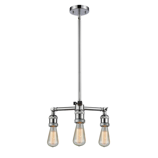 Innovations Lighting 207-PC 15in 3-Light Chandelier | Traditional Industrial Polished Chrome and Amber Glass | Dining Room & Kitchen Island | Model 207-PC