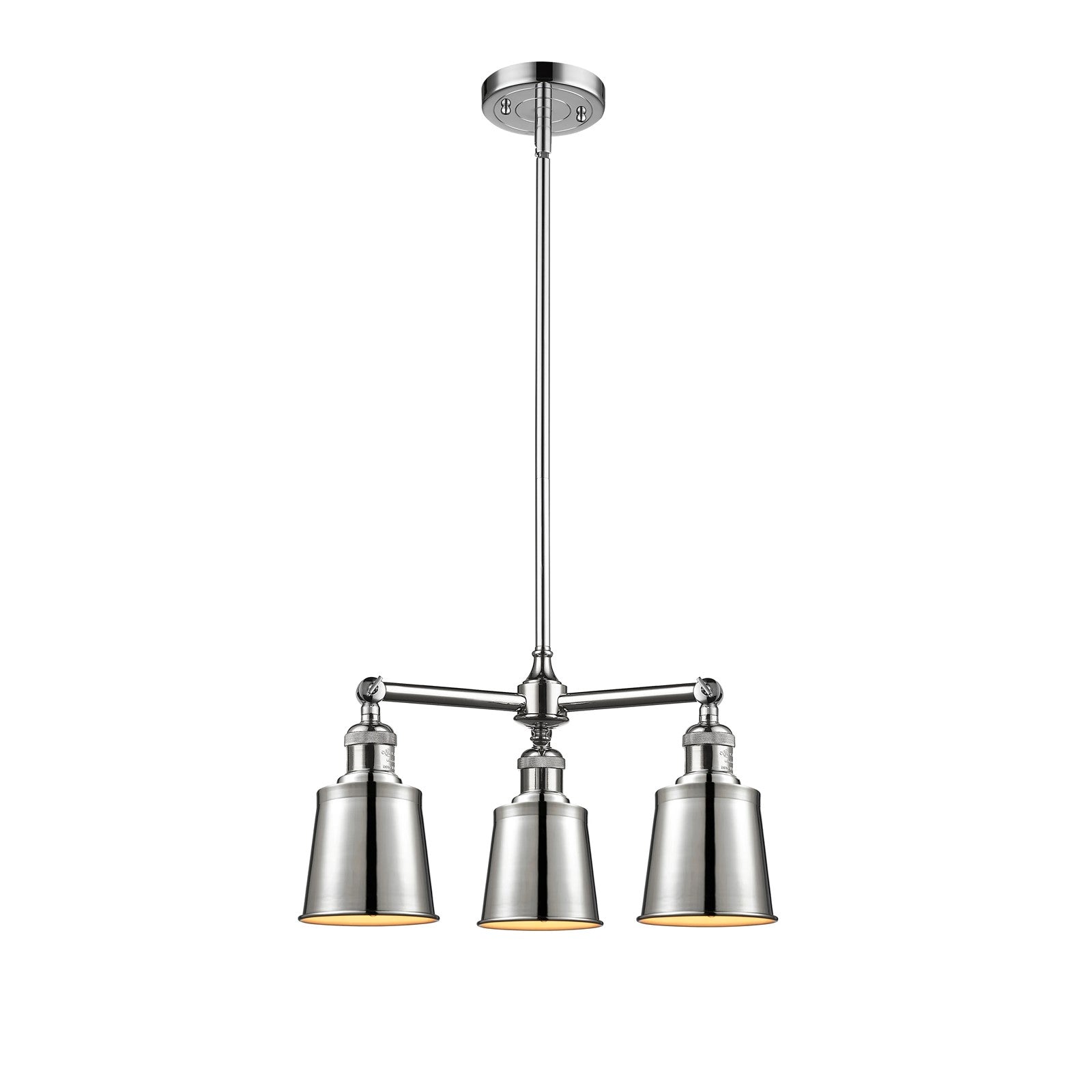 Innovations Lighting Addison 19in 3-Light Chandelier | Traditional Industrial Polished Chrome Steel and Cast Brass with Polished | Model 207-PC-M9-PC-LED