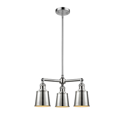 Innovations Lighting Addison 19in 3-Light Chandelier | Traditional Industrial Polished Chrome Steel and Cast Brass with Polished | Model 207-PC-M9-PC-LED