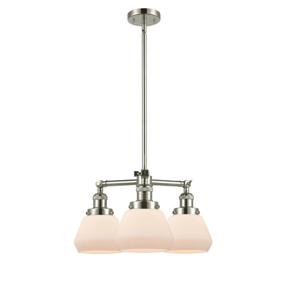 Innovations Fulton 22in 3-Light LED Chandelier | Industrial Polished Nickel and Matte White Glass | Kitchen Island & Dining Room | Model 207-PN-G171-LED