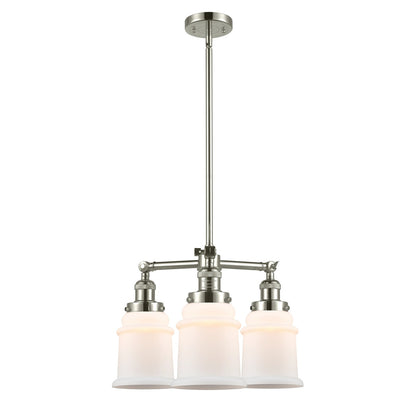 Innovations Lighting Canton 18in 3-Light Chandelier | Industrial Polished Nickel Steel and Matte White Glass | Dining Room & Kitchen | Model 207-PN-G181