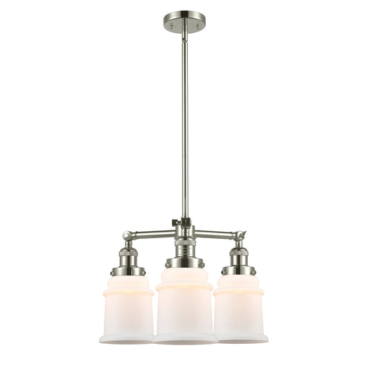 Innovations Lighting Canton 18in 3-Light Chandelier | Industrial Polished Nickel Steel and Matte White Glass | Dining Room & Kitchen | Model 207-PN-G181