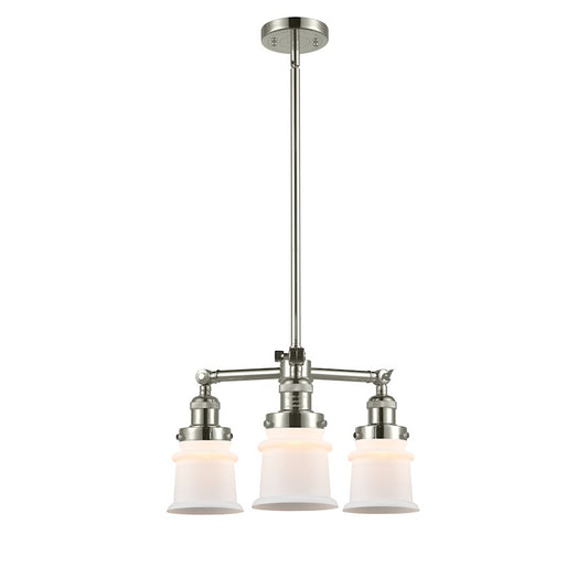 Innovations Canton 18in 3-Light LED Chandelier | Industrial Farmhouse Polished Nickel and Matte White Frosted Glass | Dining Room | Model 207-PN-G181S-LED
