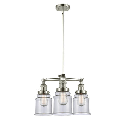 Innovations Canton 18in 3-Light LED Chandelier | Industrial Polished Nickel and Clear Glass | Kitchen Island & Dining Room | Model 207-PN-G182-LED
