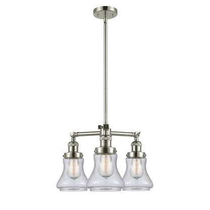 Innovations Lighting Bellmont 22in 3-Light Chandelier | Industrial Polished Nickel and Seedy Glass | Damp Rated Dining Room & Kitchen | Model 207-PN-G194