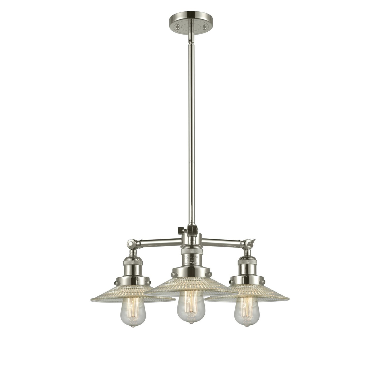 Innovations 3-Light LED Halophane 24in Chandelier | Industrial Polished Nickel and Clear Glass | Kitchen Island & Dining Room | Model 207-PN-G2-LED