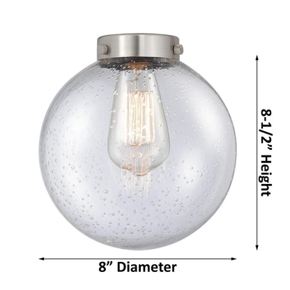 Innovations Lighting Globe Beacon 22in 3-Light Chandelier | Industrial Polished Nickel Brass and Seedy Glass | Dining Room & Foyer | Model 207-PN-G204-8