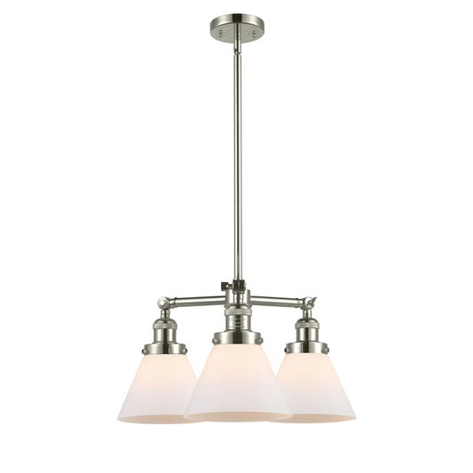 Innovations Lighting Large Cone 22in 3-Light Chandelier | Industrial Restoration-Vintage Polished Nickel and Matte White Cased Glass | Model 207-PN-G41
