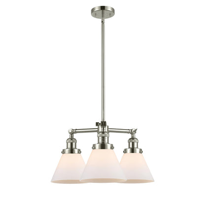 Innovations 3-Light LED Large Cone 22in Chandelier | Industrial Polished Nickel and Matte White Cased Glass | Dining Room & Living | Model 207-PN-G41-LED