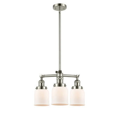 Innovations 3-Light LED SM Bell Chandelier | Industrial Polished Nickel and Matte White Glass | Dining Room & Kitchen Island | Model 207-PN-G51-LED