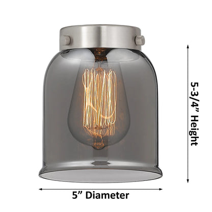 Innovations Lighting Small Bell 19in 3-Light Chandelier | Industrial Polished Nickel and Smoked Glass | Damp-Rated Dining Room & | Model 207-PN-G53