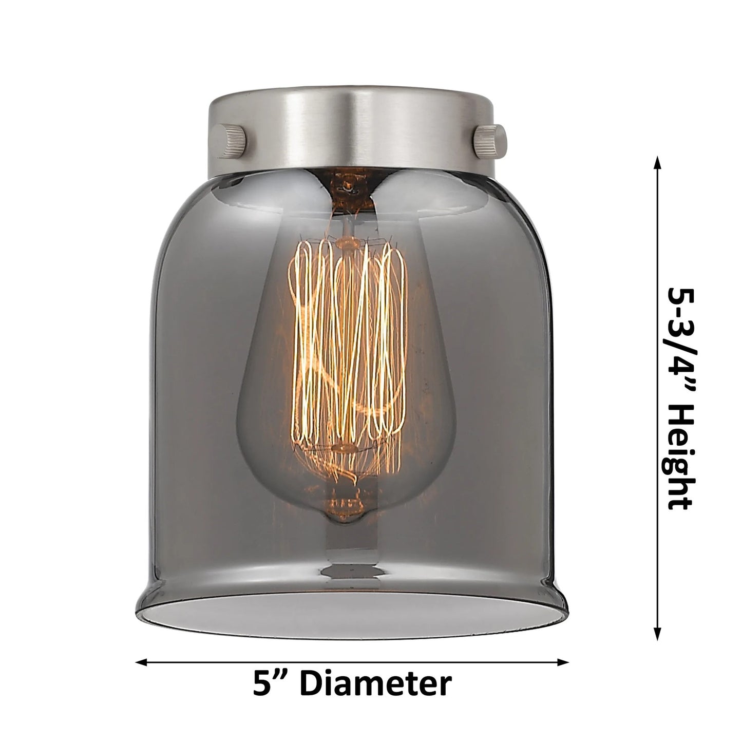 Innovations Small Bell 19in 3-Light Chandelier | Industrial Polished Nickel and Plated Smoked Glass | Dining Room & Kitchen Island | Model 207-PN-G53-LED