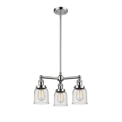 Innovations 207 19in 3-Light LED Chandelier | Polished Nickel Cast Brass and Seedy Glass Bell Shades | Dining Room & Foyer | Model 207-PN-G54-LED