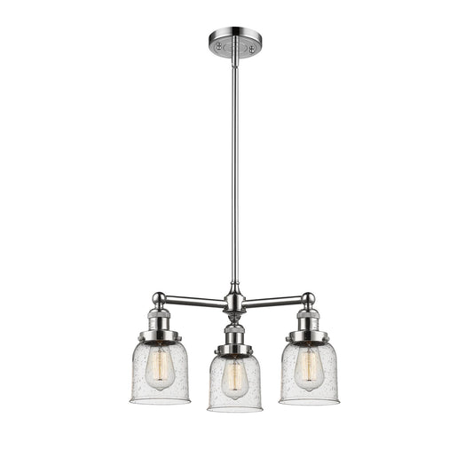 Innovations 207 19in 3-Light LED Chandelier | Polished Nickel Cast Brass and Seedy Glass Bell Shades | Dining Room & Foyer | Model 207-PN-G54-LED