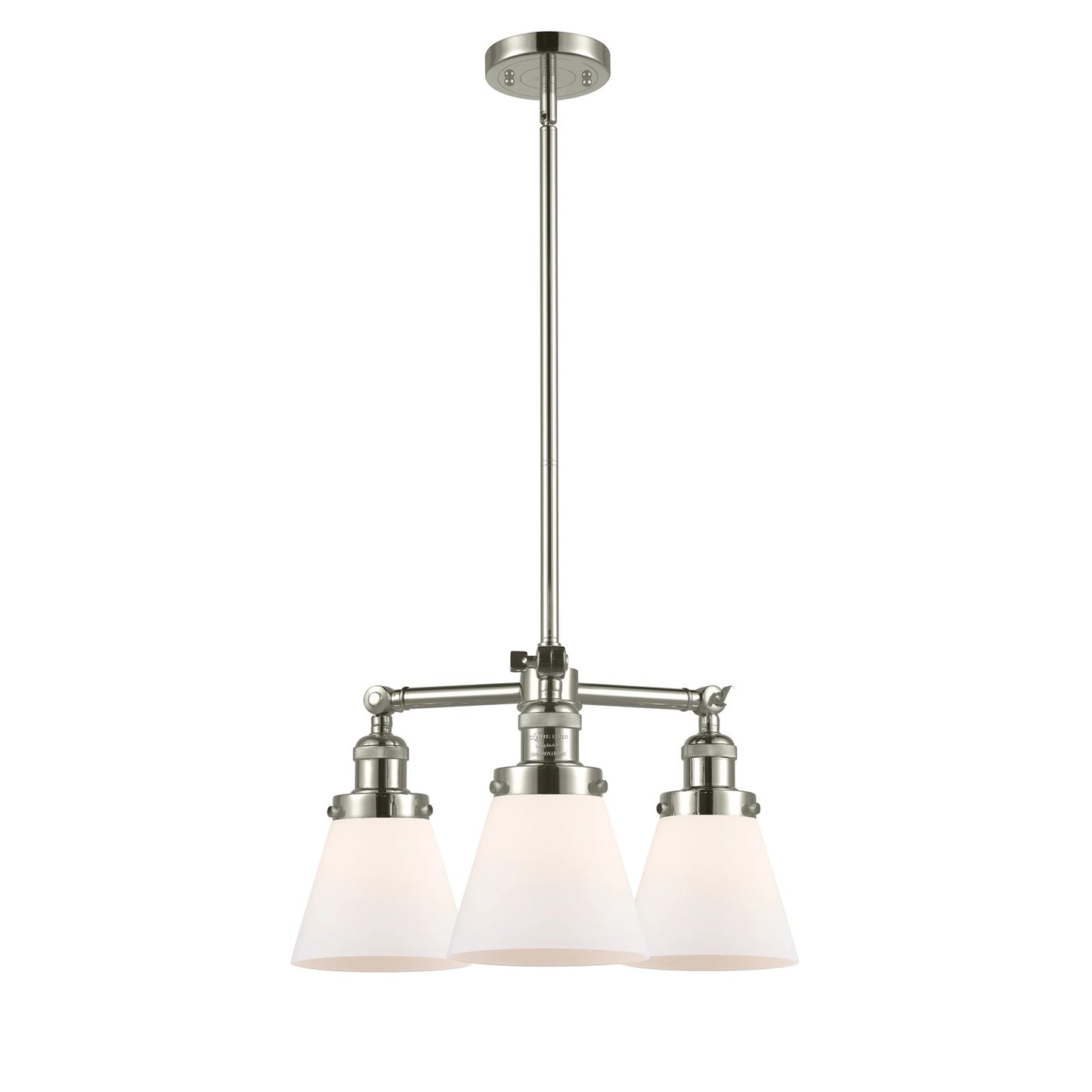 Innovations 3-Light LED SM Cone 19in Chandelier | Industrial Polished Nickel and Matte White Glass | Kitchen Island & Dining Room | Model 207-PN-G61-LED