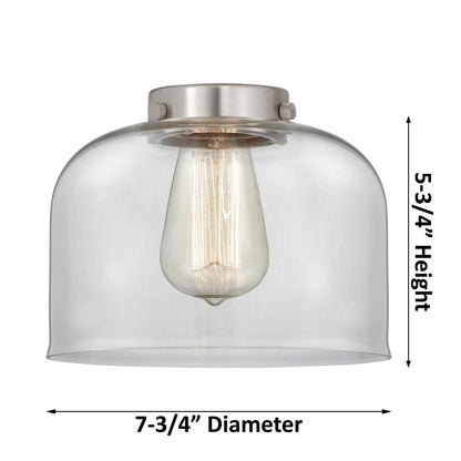 Innovations 3-Light LED Large Bell 22in Chandelier | Industrial Polished Nickel and Clear Glass | Dining Room & Kitchen Island | Model 207-PN-G72-LED
