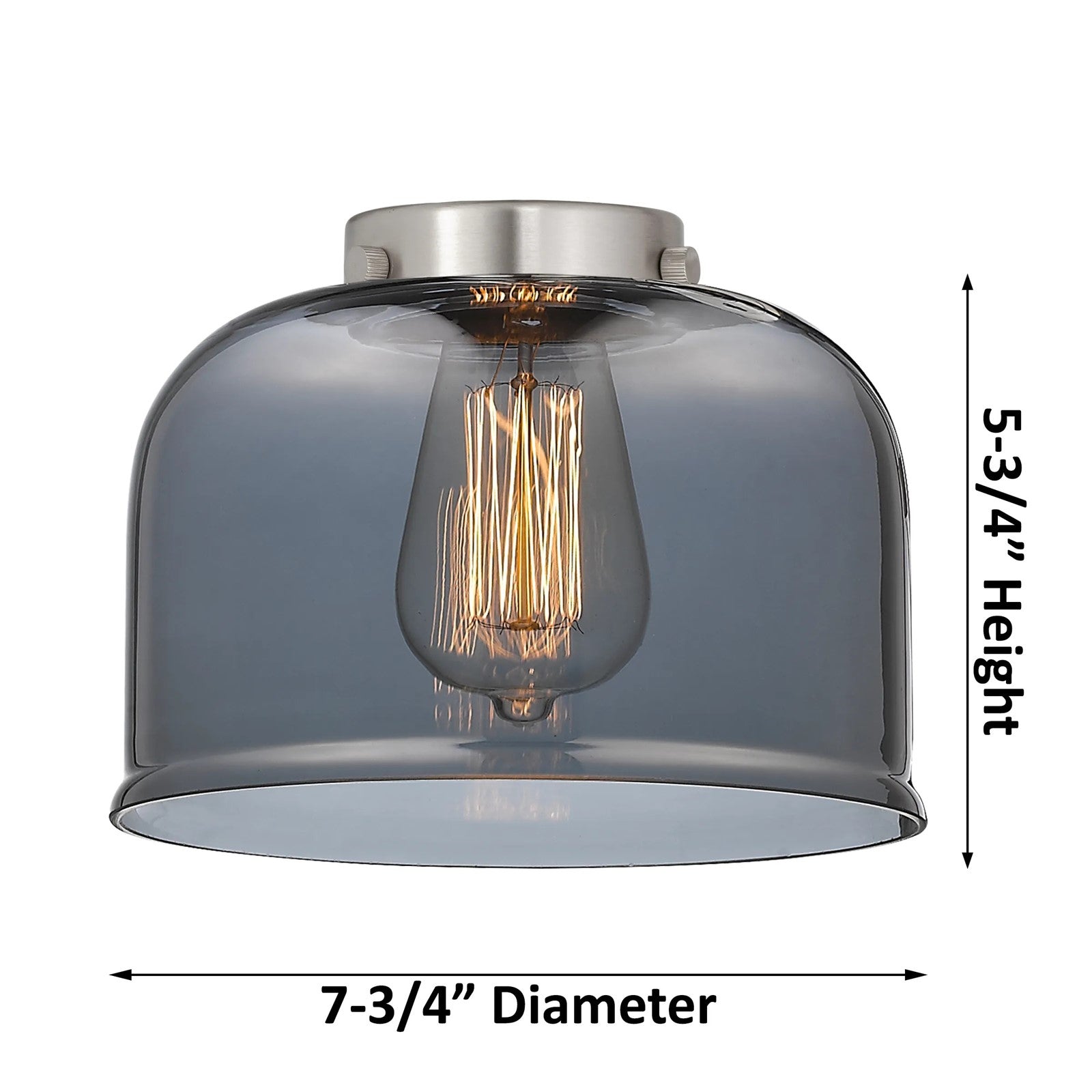 Innovations Lighting Large Bell 22in 3-Light Chandelier | Industrial Polished Nickel and Smoked Glass | Dining Room & Living Room | Model 207-PN-G73