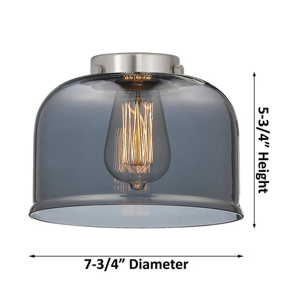 Innovations Lighting Large Bell 22in 3-Light Chandelier | Industrial Polished Nickel and Smoked Glass | Dining Room & Living Room | Model 207-PN-G73