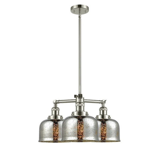 Innovations Franklin Restoration 22in 3-Light LED Chandelier | Industrial Polished Nickel and Silver Plated Mercury Glass | Kitchen | Model 207-PN-G78-LED