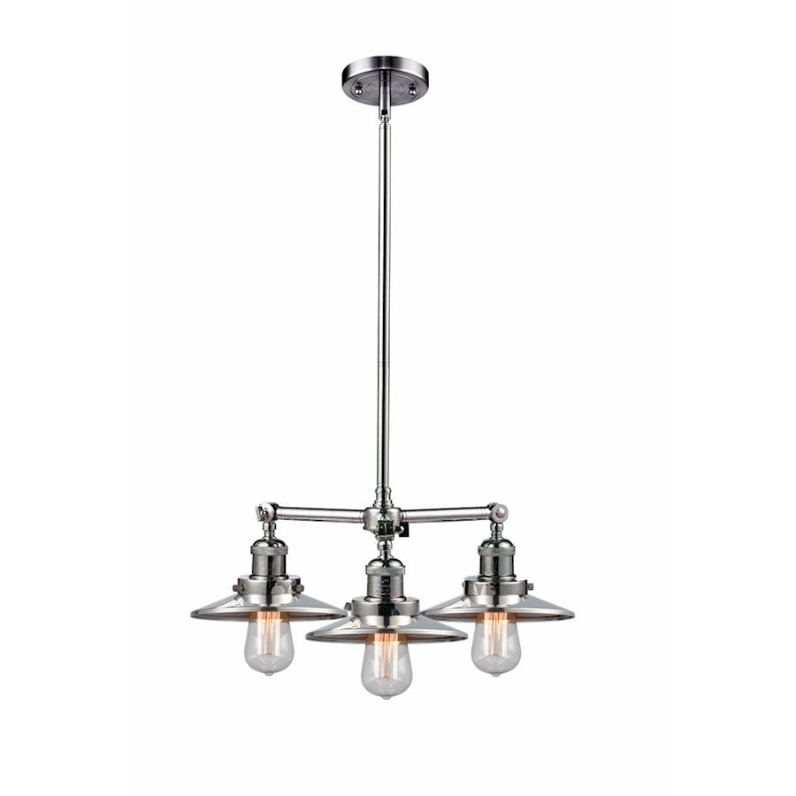 Innovations Franklin Restoration 19in 3-Light Chandelier | Traditional Polished Nickel Steel and Cast Brass Metal Shade | Dining | Model 207-PN-M1-PN-LED